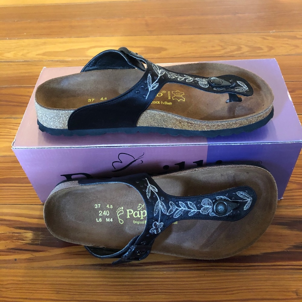 Ladies 6 Gizeh flower stitch black Papillio